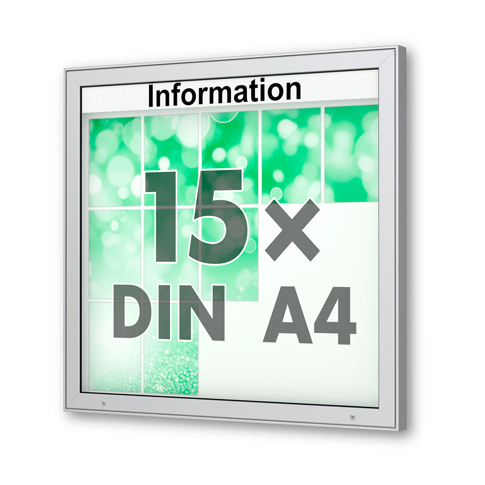 15 x DIN A4 Schaukasten Plenum eckig - der "Klassiker" - 65mm Bautiefe - Wandschaukasten mit optionaler LED-Beleuchtung