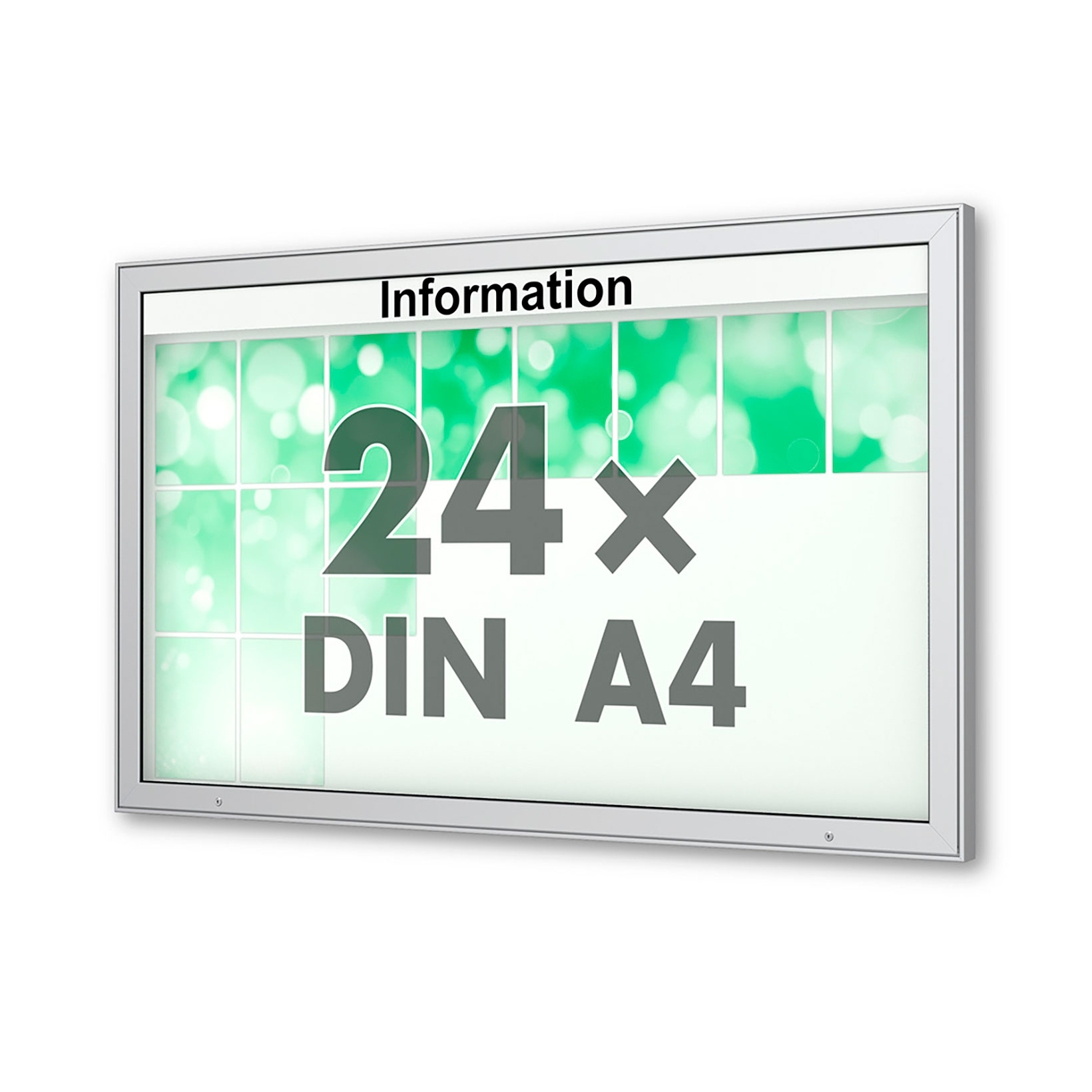 24 x DIN A4 Schaukasten Plenum eckig - der "Klassiker" - 65mm Bautiefe - Wandschaukasten mit optionaler LED-Beleuchtung